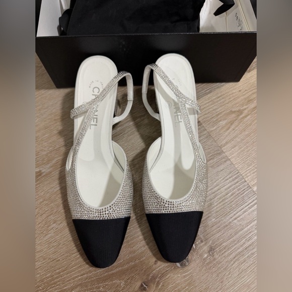 CHANEL Shoes - Chanel Strass Cap-Toe Slingback Pump